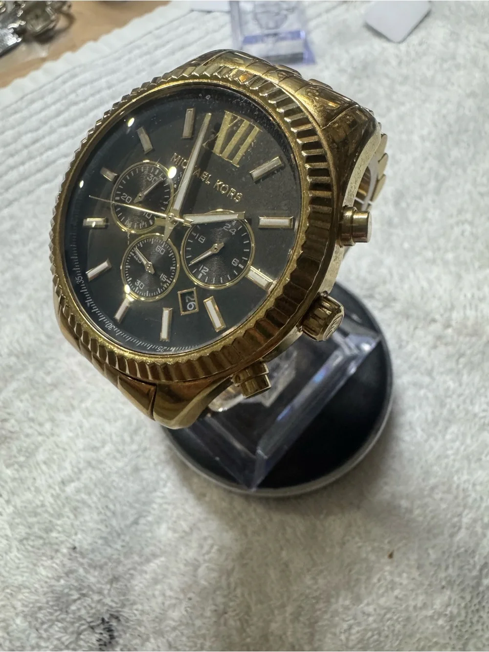 Michael Kors Gold-Tone Case with Black Dial Chronograph Watch